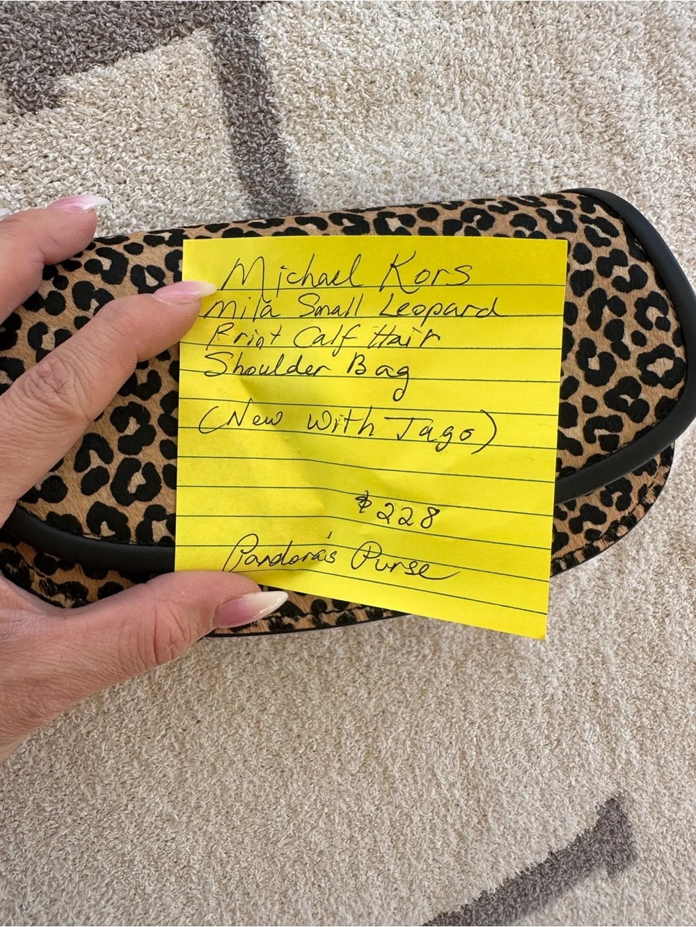 Michael Kors Leopard Print Crossbody in Tan and Black with Gold Lock